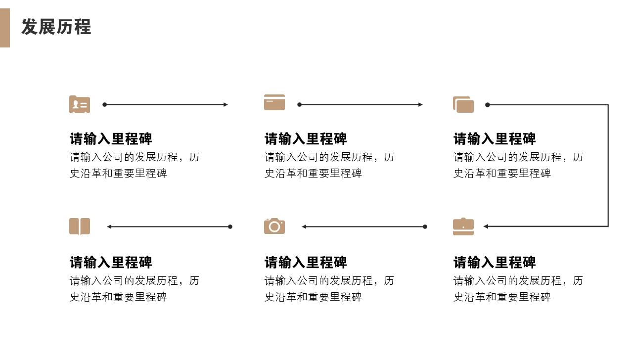 高端黑金大气通用公司简介PPT模版-发展历程