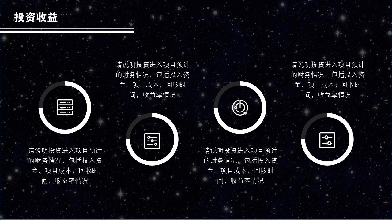 黑白星空项目可行性研究PPT模版-投资收益