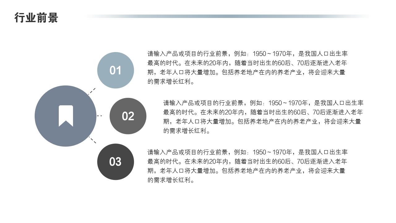 会议办公商务通用项目/产品招商说明书PPT模版-行业前景