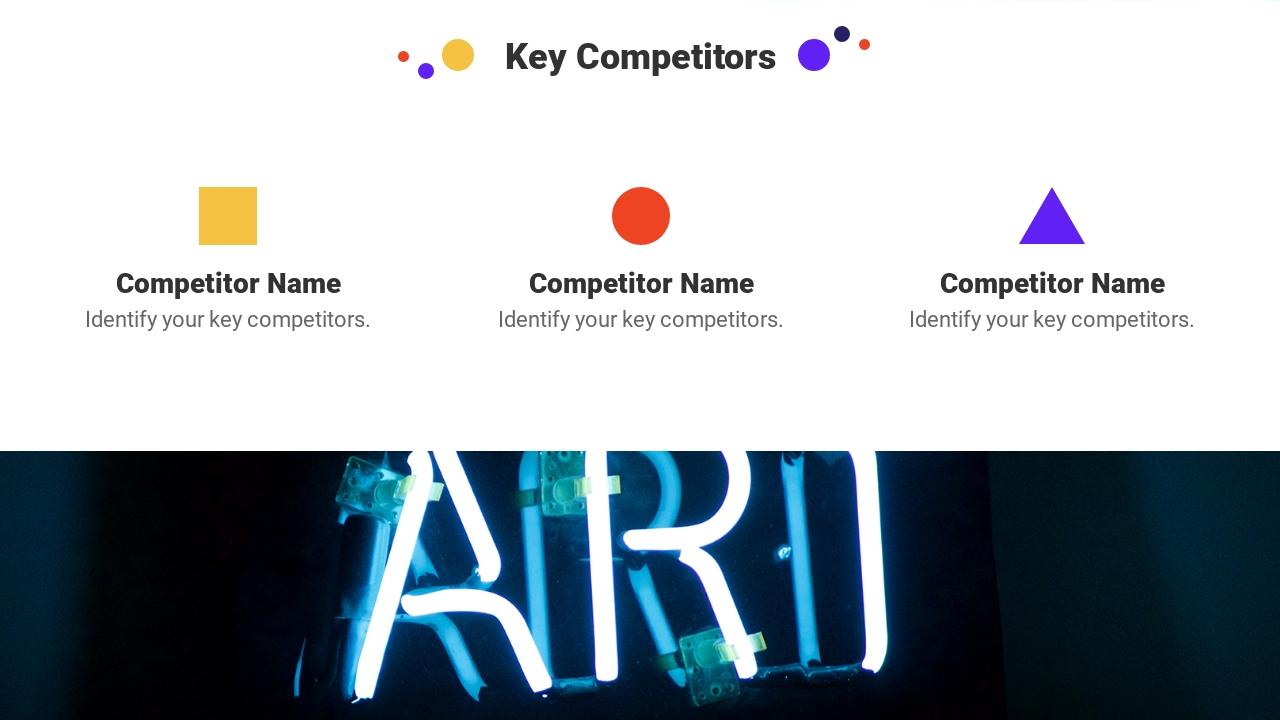 彩色时尚通用商业计划书英文PPT模板-Key Competitors
