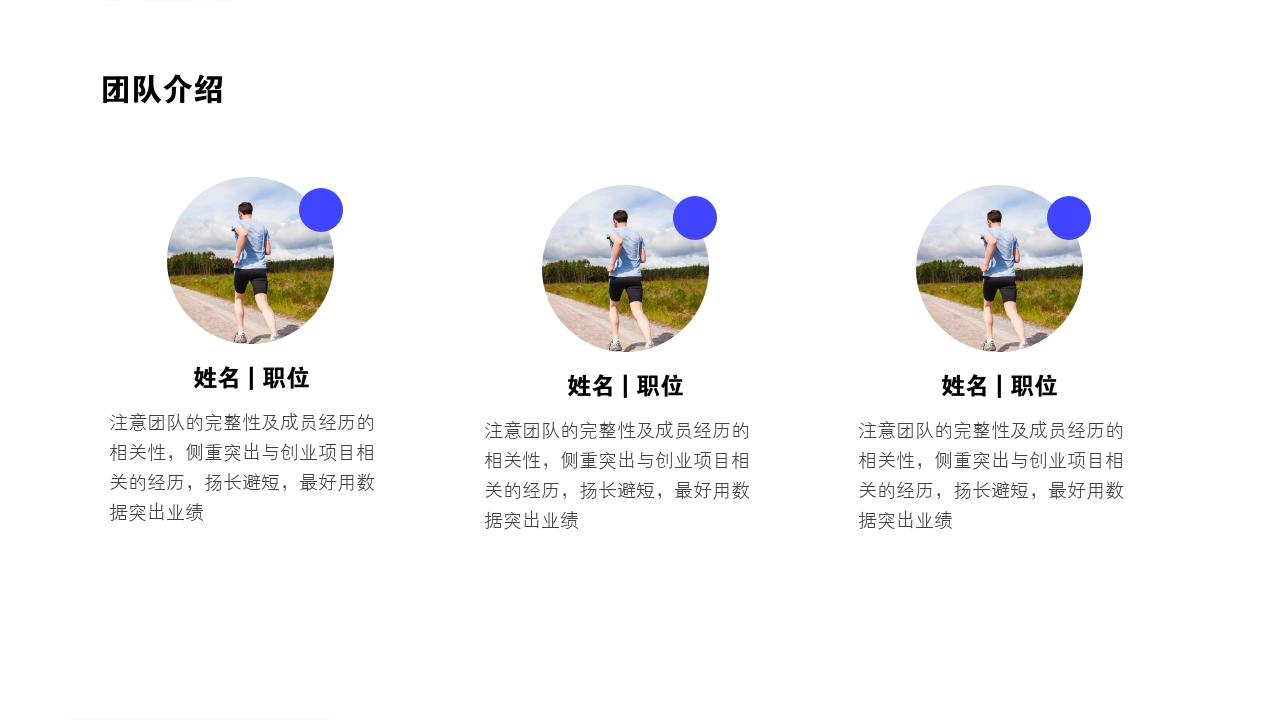 健身房文化体育类商业计划书模板-团队介绍