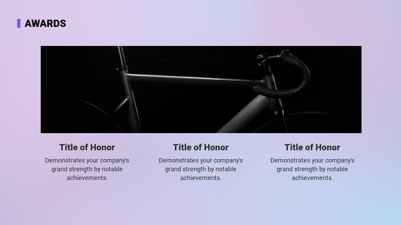 粉紫色渐变体育运功器械产品公司介绍PPT-AWARDS