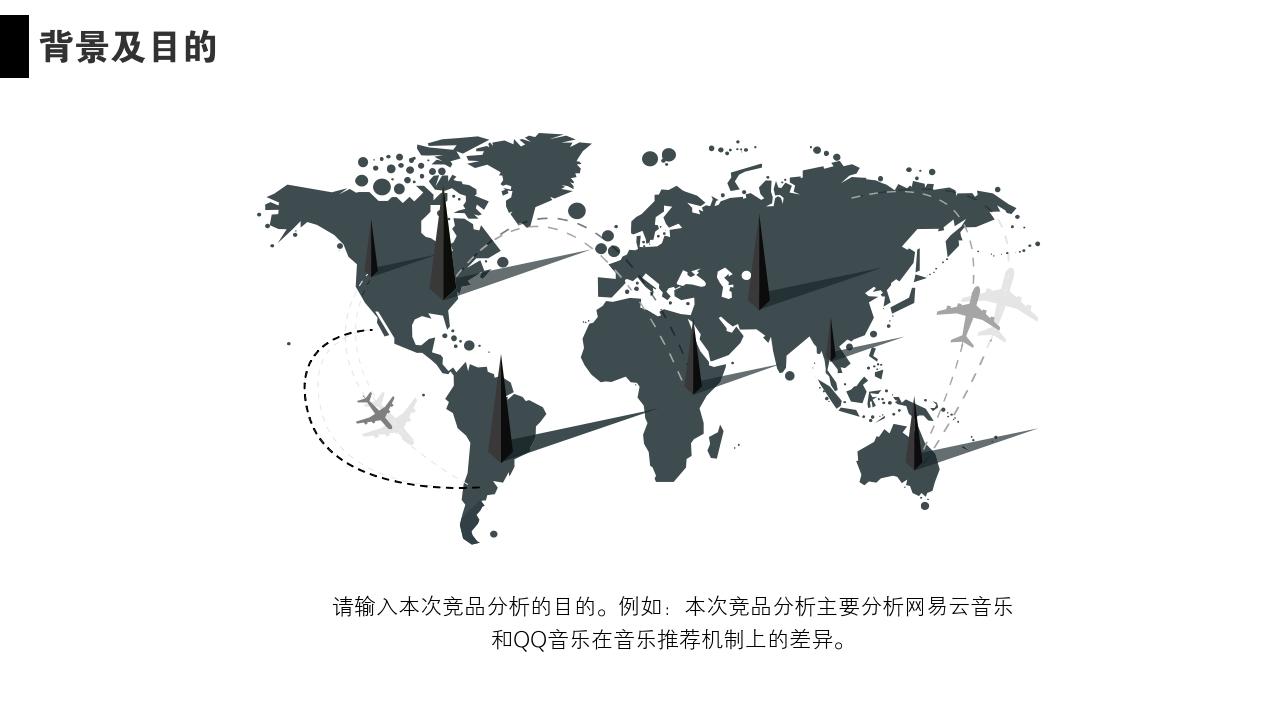 黑白简约通用竞品分析报告PPT模版-背景及目的 