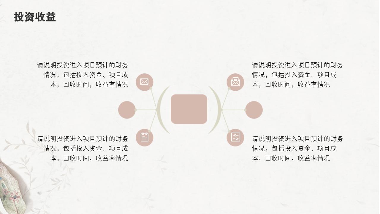 淡红树叶项目可行性研究PPT模版-投资收益