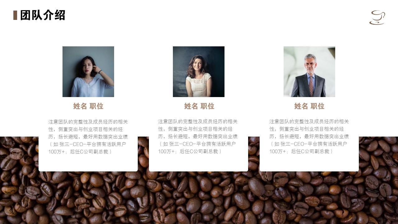 咖啡餐饮美食行业商业计划书-团队介绍