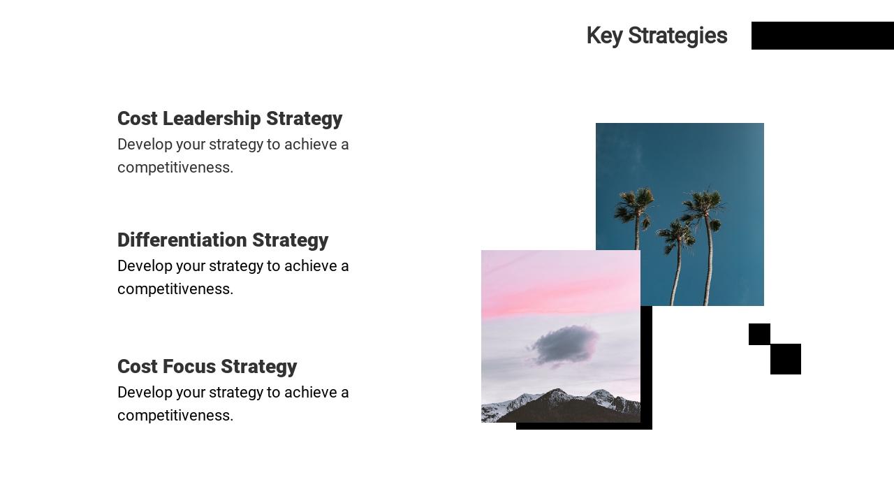 自然风光背景竞品分析英文PPT模板-Key Strategies