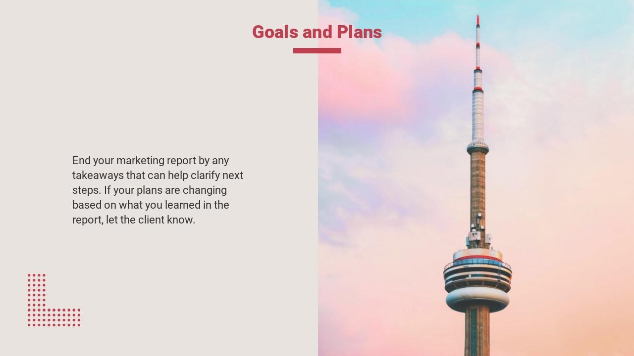红白市场投放推广月度总结报告ppt-Goals and Plans