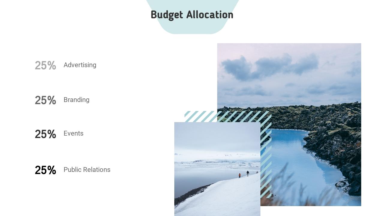 蓝色清新文艺市场营销策划英文PPT模板-Budget Allocation