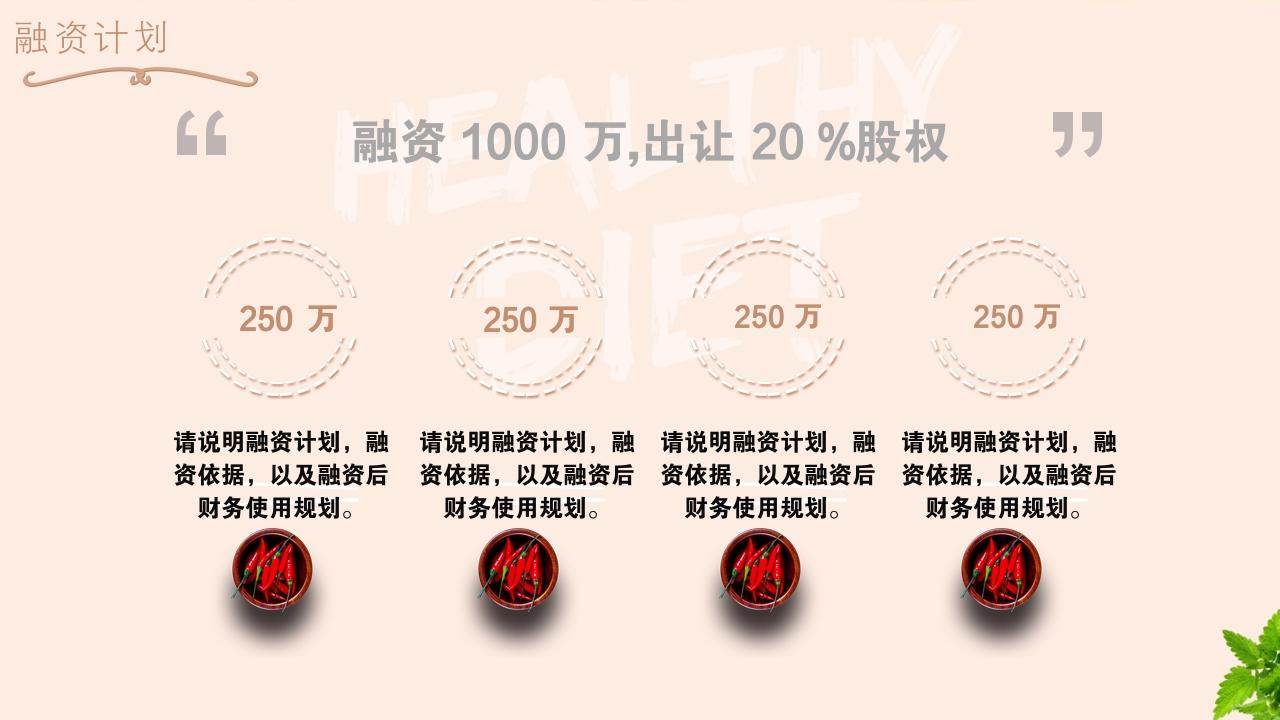 大学生校园餐饮项目商业计划书模版-融资计划