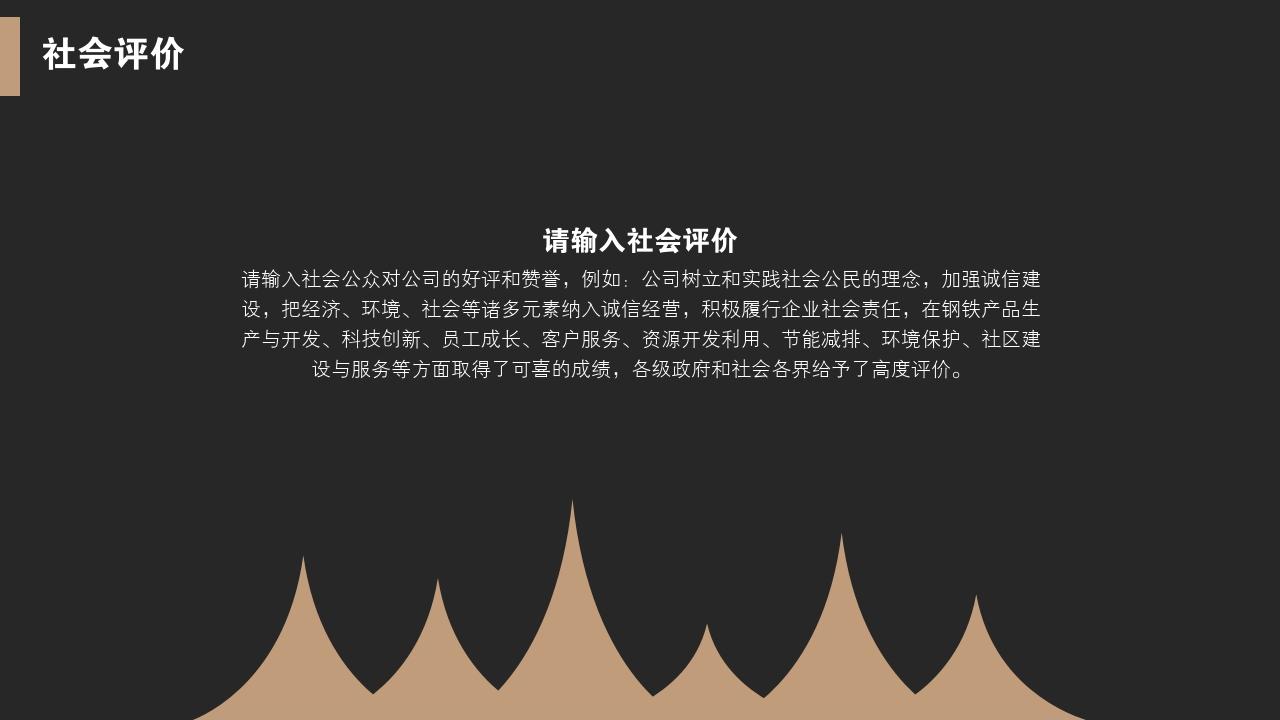 高端黑金大气通用公司简介PPT模版-社会评价