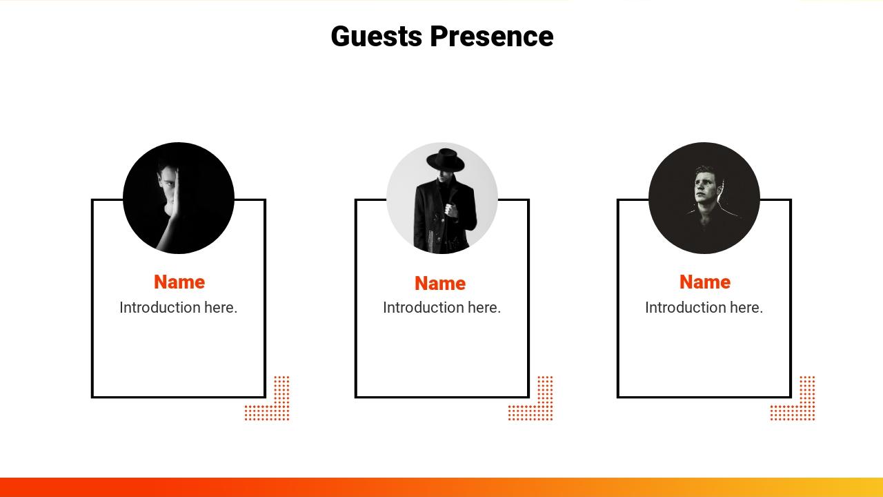 橙色活动电子产品活动推广方案PPT-Guests Presence