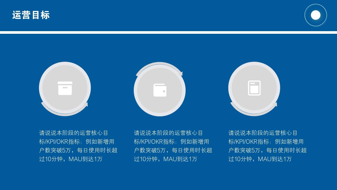 蓝色商务通用项目运营方案PPT模版-运营目标<br>